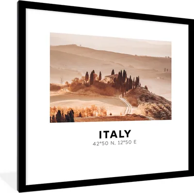 Produktbild von MuchoWow® Gerahmtes Poster Italien - Toskana - Sommer 40x40 cm - Poster mit Schwarzem Bilderrahmen Wandposter Rahmen Foto Bilder - Poster - Plakat im Rahmen