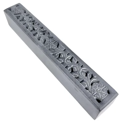 Produktbild von Räucherstäbchenhalter Speckstein grau Ornamente Räucherkiste