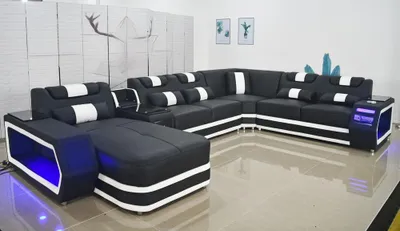 Immagine prodotto di Divano in pelle, design moderno, ideale per soggiorni, divano angolare, divano letto
