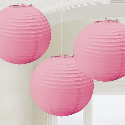 Produktbild von Amscan Dekorative Papier Lampions im 3er Set, rosa, Ø 24 cm für Feiern & Feste