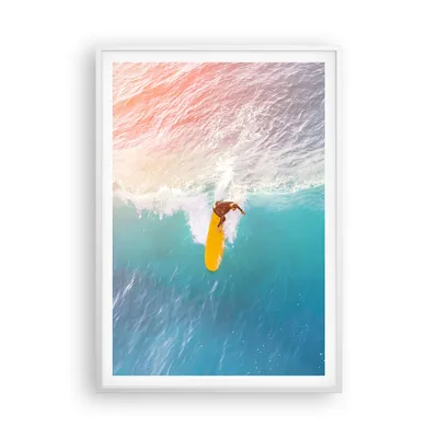 Produktbild von Gerahmtes Poster - Weißer Rahmen - Surfen Welle Licht - 70x100 cm - Wand Bild - Wanddeko - Wandbilder - Kunstposter - Wandposter - Bilderrahmen - Bilder - Kunstdruck - P2WPA70x100-4409