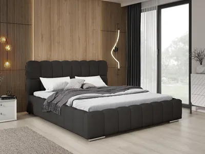 Produktbild von Polsterbett Boucle 180x200 Avilla - Doppelbett mit Lattenrost, Bettkasten - Schwarz
