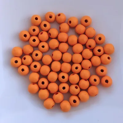 Produktbild von Holzperlen rund, 60 Stück, 10 mm, Orange
