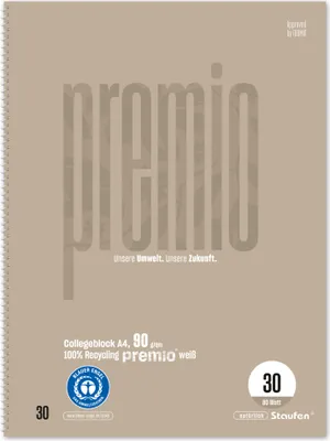 Produktbild von Staufen Collegeblock Premio 30 blanko DIN A4 - A4