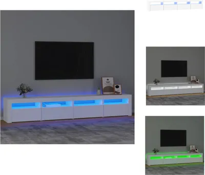 Zdjęcie produktu dla vidaXL Szafka pod TV z oświetleniem LED biała 240x35x40 cm - Meble TV