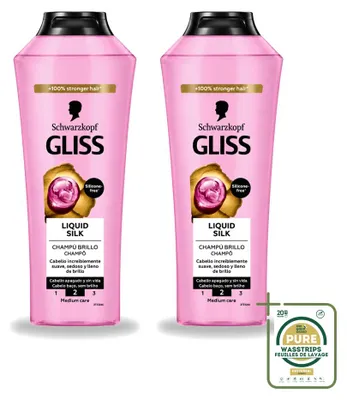 Productafbeelding van 2 x Gliss-Kur Liquid Silk Shampoo voor zijdezacht haar - 400 ml - Voordeelverpakking - 2 stuks