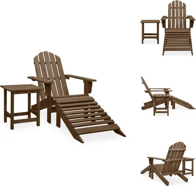 Obrázek produktu pro vidaXL Zahradní židle Adirondack s podnožkou a stolem z jedlového dřeva hnědá - Sety zahradního nábytku