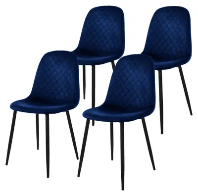 Produktbild von ML-Design 4er Set Esszimmerstuhl mit Rückenlehne, Dunkelblau, aus Samt