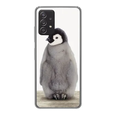 Produktbild von MuchoWow® Handyhülle Schutzhülle Hülle für Samsung galaxy a73 Kinder - Pinguin - Grau - Tiere - Mädchen - Jungen Silikon Softcase Handy Hülle - Handyhülle