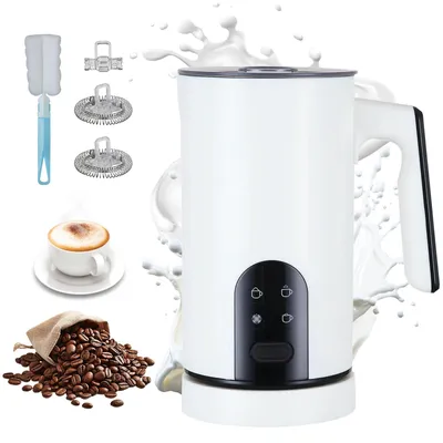 Milchaufschäumer 4-in-1, 350 ml, Edelstahl, weiß, leise