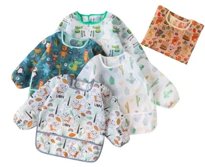 Produktbild von Set aus 5 Wasserdichten Baby-Lätzchen mit Ärmeln für 3-30 Monate