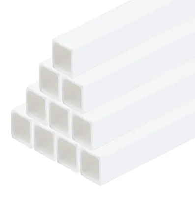 ABS-Vierkantrohr 8x8x250 mm, 10 Stück, weiß, für Modellbau
