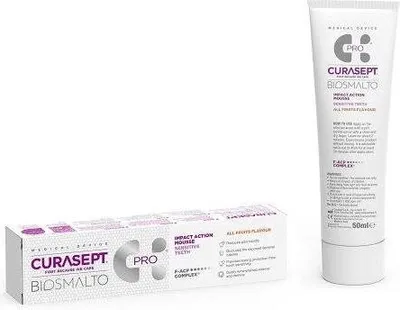 Immagine prodotto di CURASEPT Biosmalto Mousse Denti Sensibili mousse per denti sensibili Frutta 50 ml