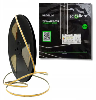Produktbild von COB-LED-Band, linienförmig, 24V, 50m, 9W/m, 990lm/m, 3000K (warmweiß), IP20, für den Innenbereich