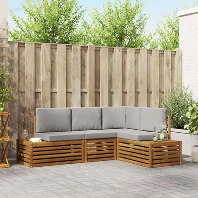 Produktbild von "im Sonderangebot"Sofagarnitur/Couchgarnitur - CLORIS - Outdoor-Möbel - für Garten/Terrasse -en mit Kissen 4 Stück Natürlich und Hellgrau - Gartensofas Promotion681551
