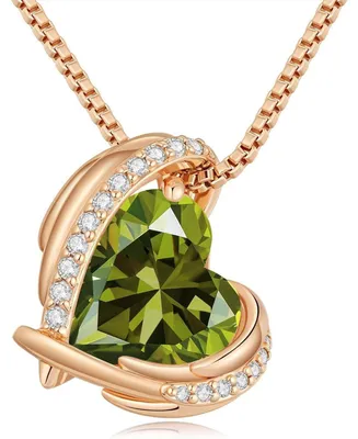 Productafbeelding van Halsketting dames, rosé goud, hartvormig, met kristal, elegant, inclusief cadeauverpakking