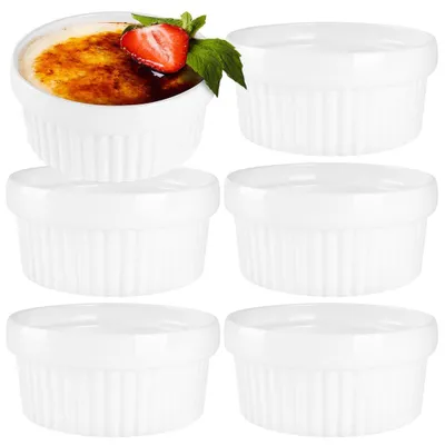 Obrázek produktu pro Zapékací misky keramika bílé - Sada 6 ks - Formičky na Crème Brûlée 250 ml