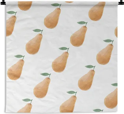 Produktbild von MuchoWow® Wandteppich Wandbehang Birnen - Aquarell - Weiß 150x150 cm Tapisserie Dekoration Wandtuch - Wohnaccessoires - Modernes