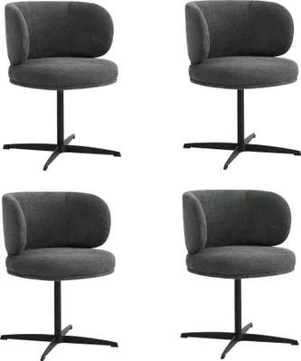 Image de Lot de 4 Chaises de Salle à Manger Chaise de Bureau Pivotante Chaise pour Chambre-coiffeuse Gris foncé