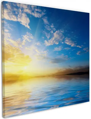 Produktbild von Wallario Premium Leinwandbild Sonnenuntergang über dem Meer I in Größe 50 x 50 cm