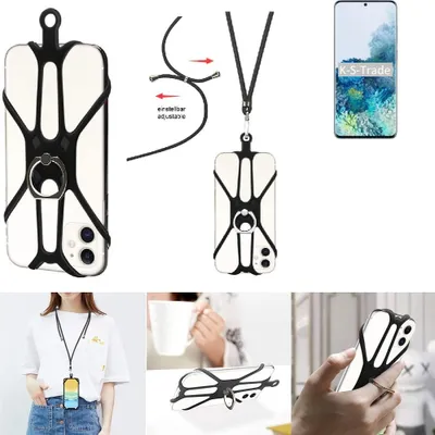 Produktbild von K-S-Trade 3in1 Handykette Handyband Handykordel Halsband Smartphone-Ring Handy-Ring kompatibel mit Samsung Galaxy S20+ Exynos Fingerhalterung