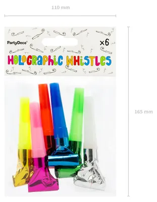 Immagine prodotto di Set di 6 trombette olografiche colorate per feste