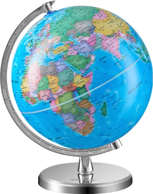 Produktbild von VEVOR Weltglobus mit Ständer, 203,2 mm, pädagogischer geografischer Globus mit präziser Zeitzone, ABS-Material, 360° drehbarer Globus für Kinder, die im Klassenzimmer Geographie lernen