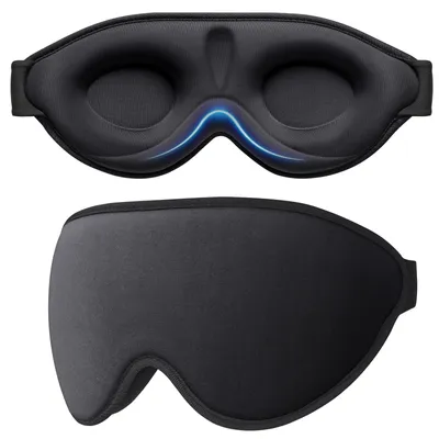 Produktbild von Schlafmaske für Seitenschläfer, 3D-Augenmaske mit verstellbarem Gummiband, lichtundurchlässig und atmungsaktiv, komfortable und ergonomische Augenmaske für Männer und Frauen, 2 Paar Ohrstöpsel.