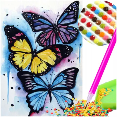 Produktbild von Artelo Diamond Painting Set Schmetterlinge 5D Mosaik 30x40cm