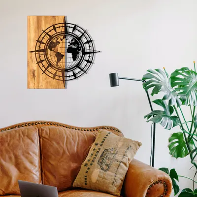 Produktbild von Wallity, Esila- ENZ1778, Schwarz,,Nussbaumfarbe, Sonstige Wohndekorationen, 57 x 58 cm, 100% Metall (Dicke: 1