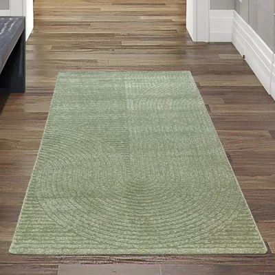 Zdjęcie produktu dla Dywan do salonu z efektem 3D w łukowaty wzór w kolorze zielonym Rozmiar - 80 x 150 cm