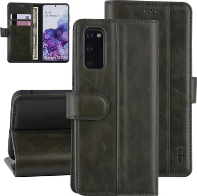 Zdjęcie produktu dla Samsung Galaxy S20 Ciemnozielone etui typu książka - skóra PU