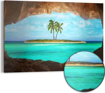Produktbild von DEQORI Magnettafel Metall 90x60 cm 'Palmenparadies' Whiteboard Pinnwand Magnetboard Büro