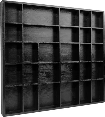 Zdjęcie produktu dla Creative Deco Drewniany Organizer | 44,5 x 40 x 3 cm | 28 Przegródek | Czarny | idealny do przechowywania, decoupage i dekoracji