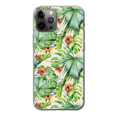 Produktbild von MuchoWow® Handyhülle Schutzhülle Hülle für iPhone 12 Pro Blume - Blatt - Muster Silikon Softcase Handy Hülle - Abdeckung