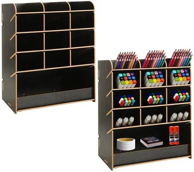 Obrázek produktu pro Černá dřevěná krabička na stůl 21 x 9 x 25 cm – organizér do kanceláře