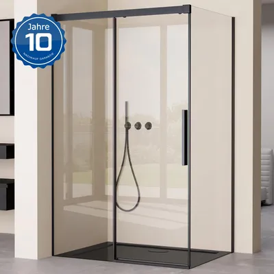 Produktbild von doporro Duschkabine Schwarz 80x100x195cm Eckdusche Rechts-oder Linkseinstieg ESG-Sicherheitsglas Klarglas Soft-Close inkl. Nano-Beschichtung Rav12K