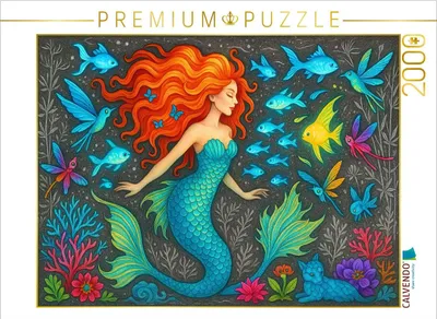 Produktbild von CALVENDO Puzzle Meerjungfrau und Leuchtfische | 2000 Teile Lege-Größe 90x67cm Foto-Puzzle für glückliche Stunden