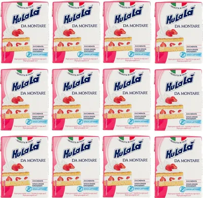 Produktbild von 12x Hulalà Panna da montare zuccherata gesüßtes Süßwarenprodukt Sahne zu montierendes 200ml laktosefrei und frei von gehärtetem Fett Italienisches Produkt basierend auf pflanzlichen Fetten
