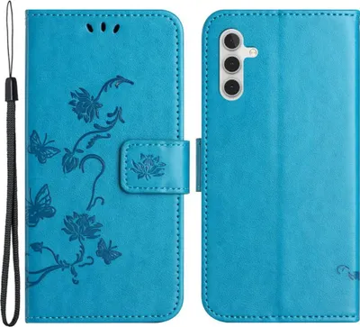 Produktbild von Samsung Galaxy A15 Hülle - Coverup Blumen & Schmetterlinge Klapphülle - Blau