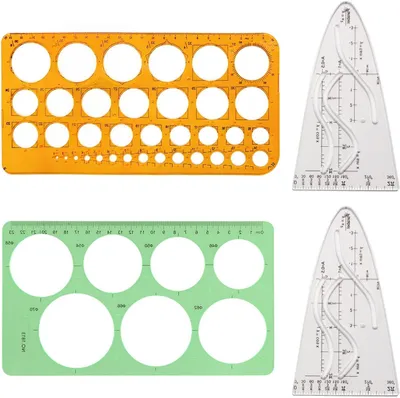 Productafbeelding van Parabool Cirkel Sjabloon - Geometrie Tekenliniaal - Wiskunde Leren - Duurzaam Kunststof - 25.5 x 12.9 cm - Transparant