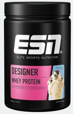 Produktbild von ESN Designer Whey Protein, Pulver, Molkenproteinkonzentrat, Molkenprotein isoliert, Stracciatella, L-Alanin, L-Arginin, L-Asparaginsäure, L-Cystein, L-Glutaminsäure, L-Glycin, L-Histidin,..., 22 g, 113 kcal