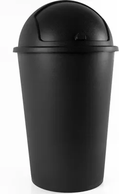 Image de Deuba Poubelle 50 L Poubelle avec couvercle coulissant amovible Poubelle en plastique Lavable Cuisine Bureau Robuste, Couleur:noir - black - noir