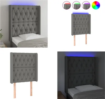 Immagine prodotto di vidaXL Testiera LED grigio scuro 83x16x118/128 cm in tessuto - Testiera LED - Testiere LED - Testiera - Testiera letto