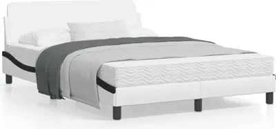 Produktbild von Bettgestell mit Kopfteil Weiß und Schwarz 120x200 cm Kunstleder 373164