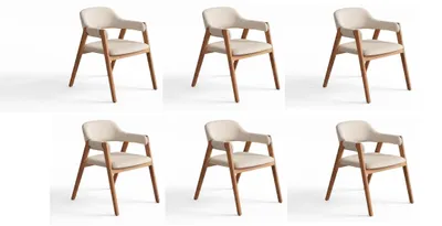 Productafbeelding van Esszimmerstoelen, modern, beige, elegante fauteuil met armleuningen, hout, gestoffeerd