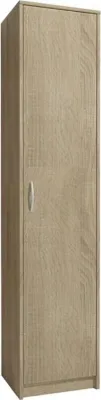 A tall, narrow cabinet with a single door and a handle, presented against a white background.