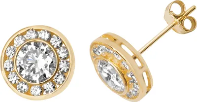Produktbild von Atemberaubende 9 Karat (375) Gold Damen - Paar Ohrstecker mit Zirkonia - 10mm*10mm; TRS27127