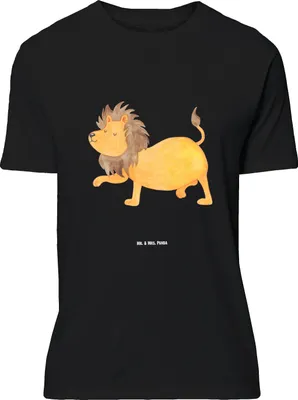 Produktbild von Mr. & Mrs. Panda Größe L T-Shirt Sternzeichen Löwe - Schwarz - Geschenk, Tshirt, August, König Der Tiere, Shirt, mit Spruch, Geburtstag Juli