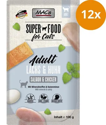 Immagine prodotto di MAC's Cat Pouch Salmone, pollo e mirtilli rossi 100gx12